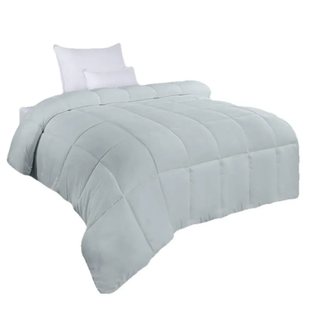 Utopia Grey Quilted Down Alternative Bedding Comforter w/ Pillow Sham Twin Size